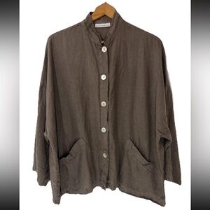 Bryn Walker Danita Linen Button Down Oversized Jacket Womens Medium